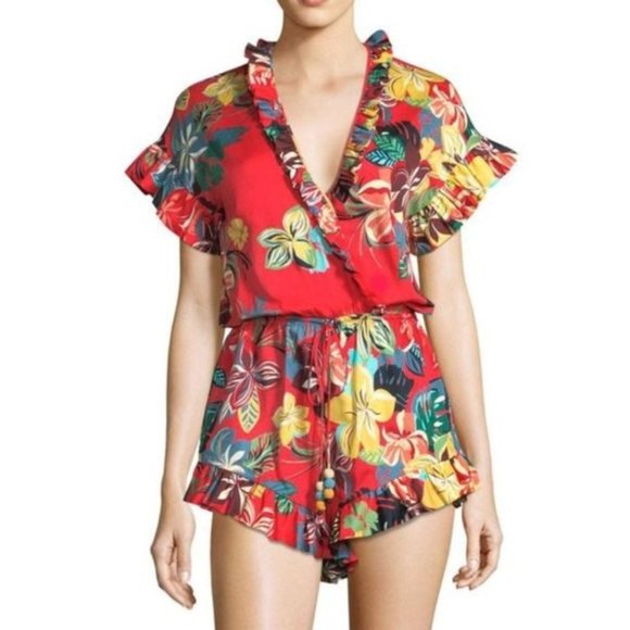 ALEXIS Red Floral Faine Romper XS - Picture 3 of 11